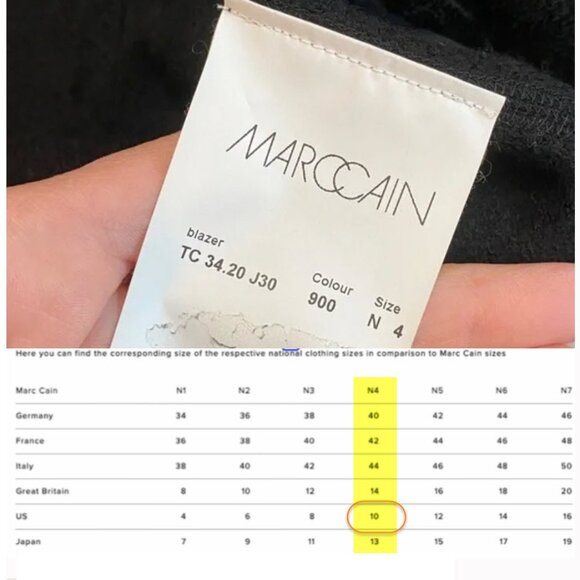Marc Cain Black High Collar Blazer Size 10 US Virgin Wool Classic Style - Picture 14 of 16